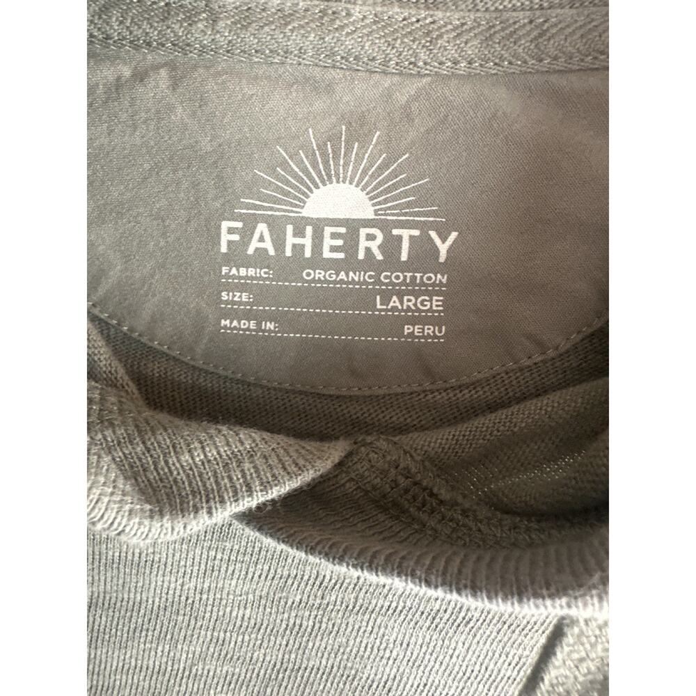 Faherty Sunwashed Slub Hoodie Trail Olive Green Organic Cotton Pullover Men's L - Picture 5 of 12